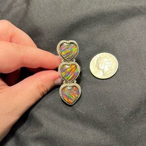 Sterling Silver 3 Heart Adjustable Ring